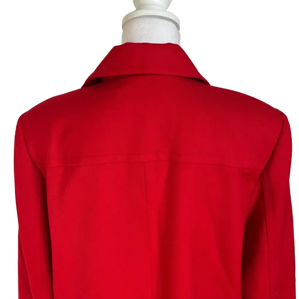 Pendleton Jacket Coat Size L Red 100% Virgin Wool Longline Classic Button Up